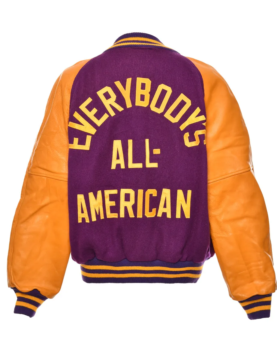 Purple & Mustard All American Varsity Jacket - M