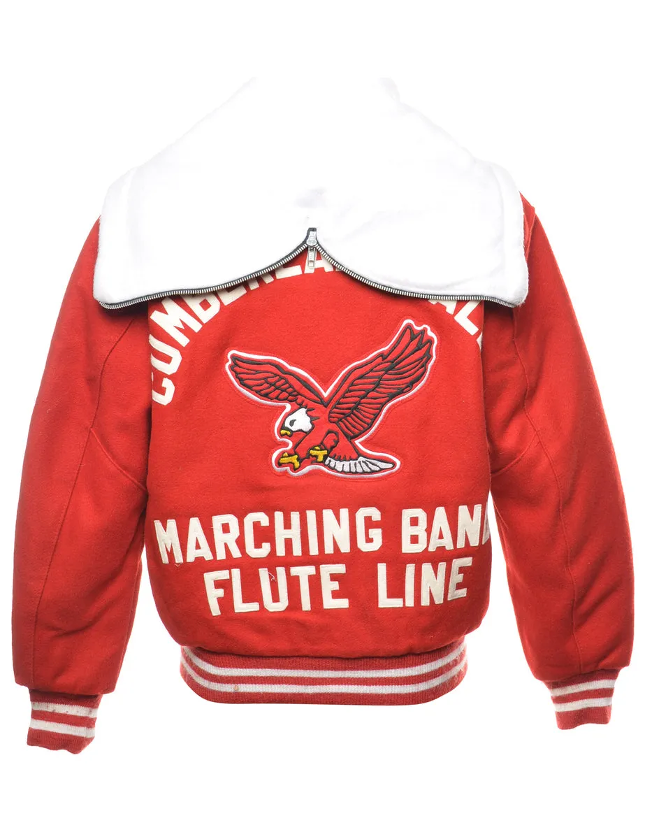 Red & White 2005 Marching Band Varsity Jacket - M