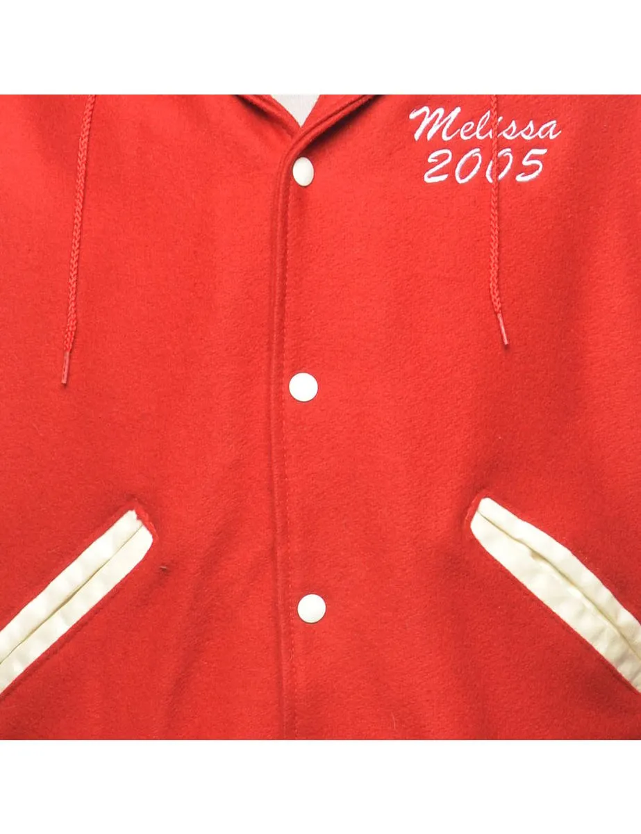 Red & White 2005 Marching Band Varsity Jacket - M