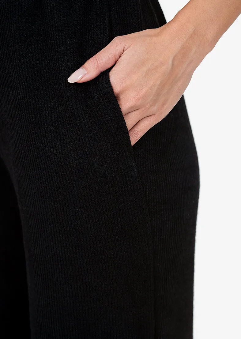 Rib Knit Lounge Palazzo Pant Black