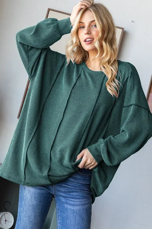 Ribbed Oversized Fit Tops - 2 Colors! - FINAL SALE