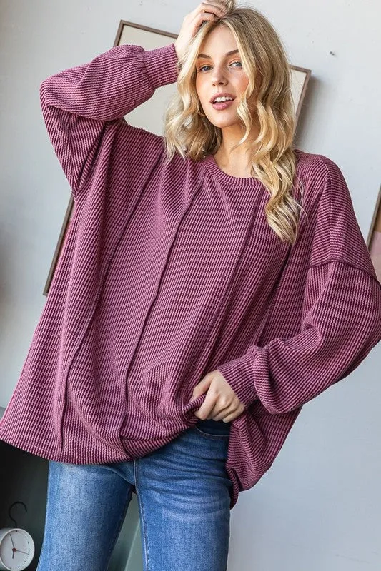 Ribbed Oversized Fit Tops - 2 Colors! - FINAL SALE