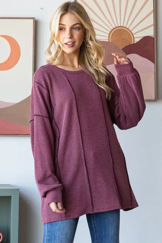 Ribbed Oversized Fit Tops - 2 Colors! - FINAL SALE