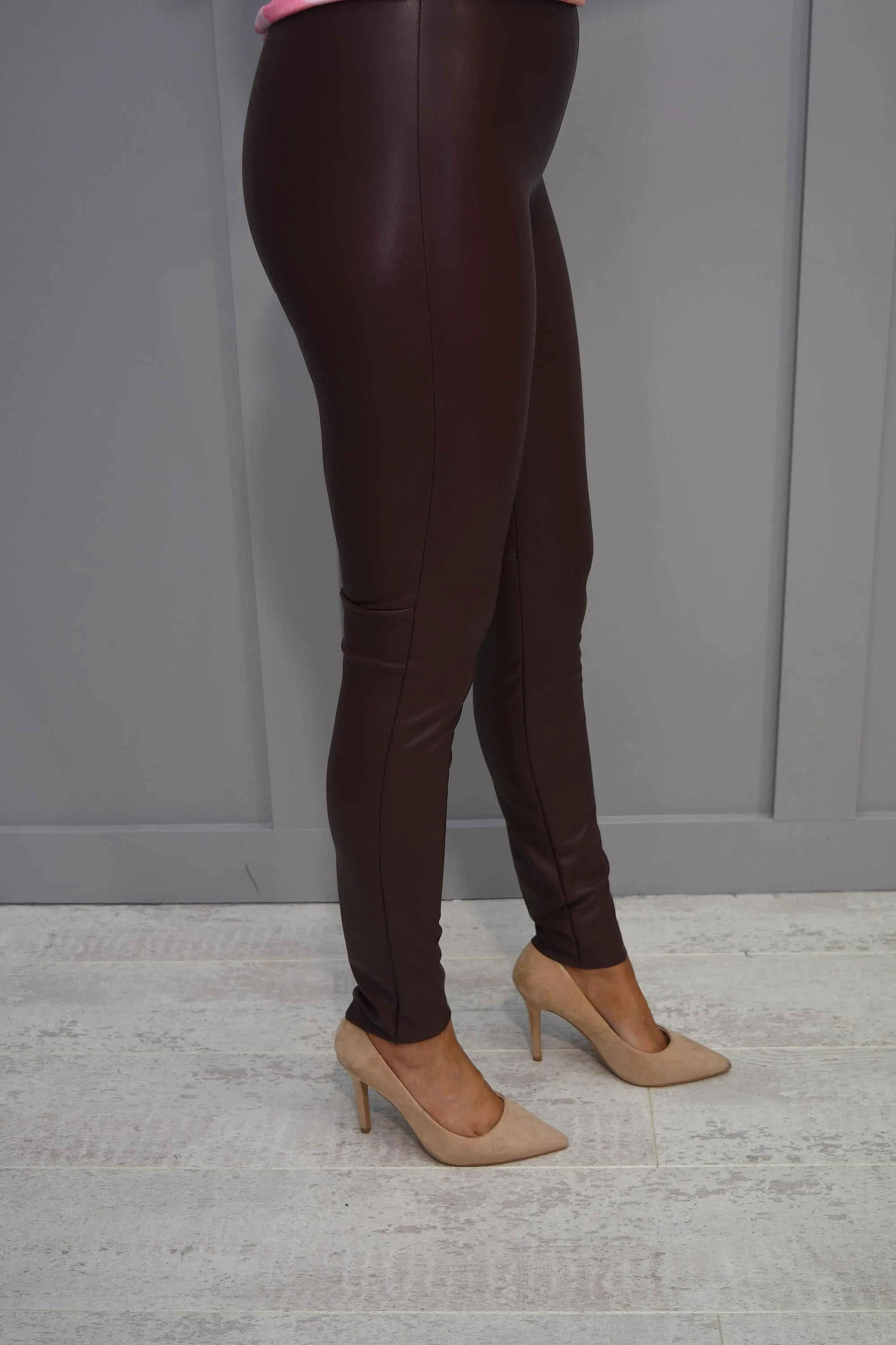 Robell Enie Brown Faux Leather Trousers - 51471 60042 29