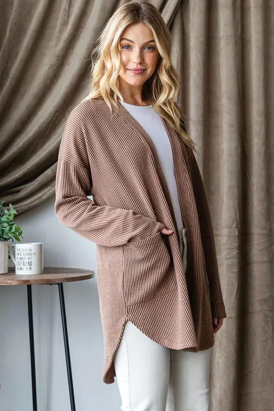 Round Hem Ribbed Cardigans - 2 Colors!