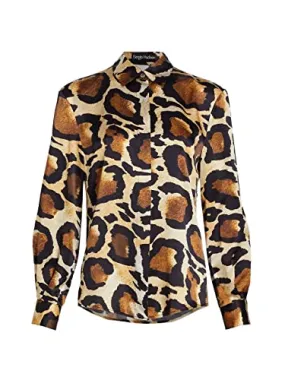 Sergio Hudson, Silk Button Up Blouse, S, Animal