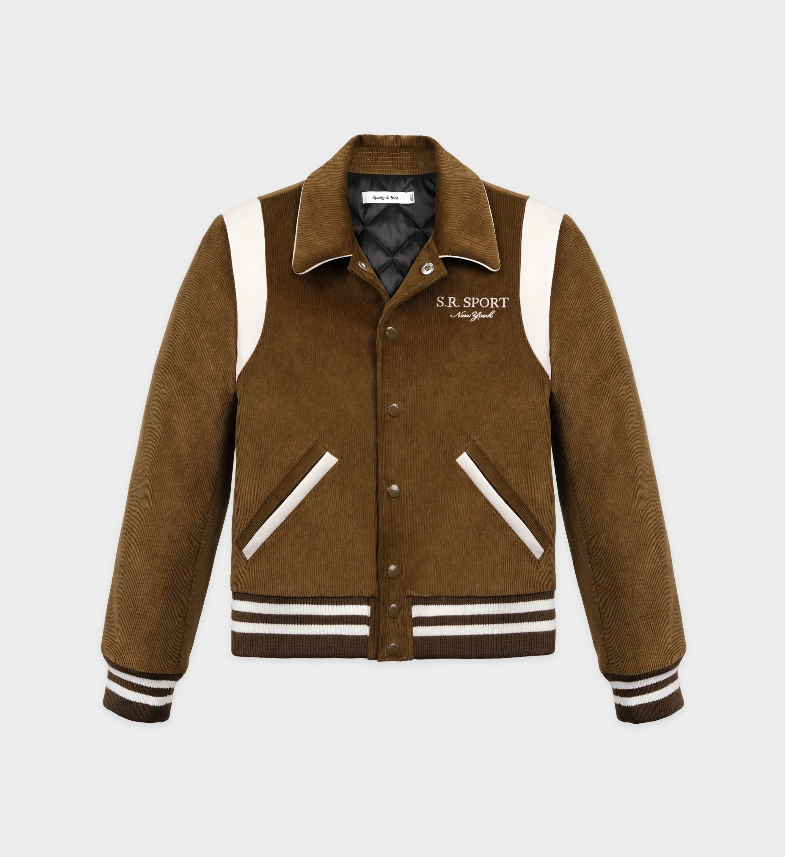 SR Sport Corduroy Varsity Jacket - Brown/White