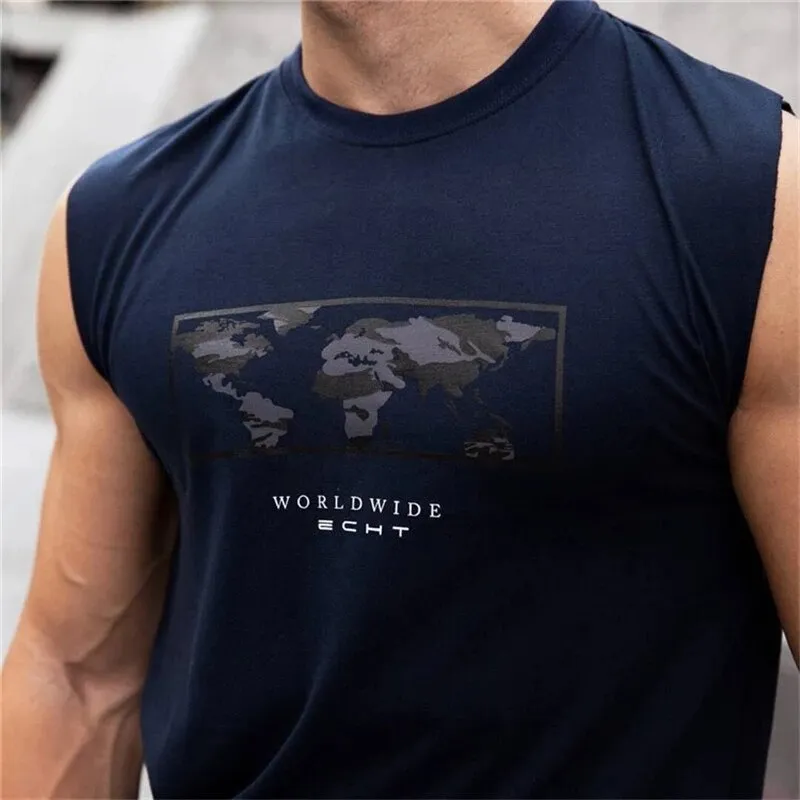 Summer Gyms Sleeveless t shirt Cotton casual Men Bodybuilding Fitness Mens fashion T Shirts Clothes Tees Tops ropa hombre