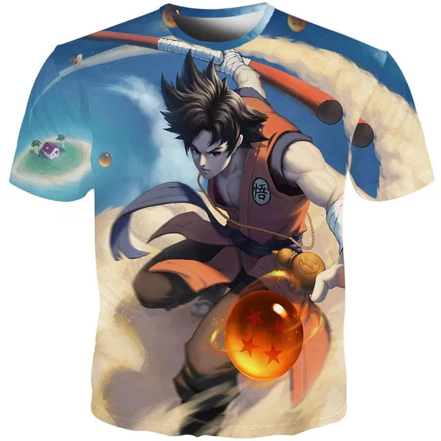 SUMMER T SHIRTS MEN  ANIME PRINT DRAGON BALL 3D T SHIRTS MEN'S STREETWEAR