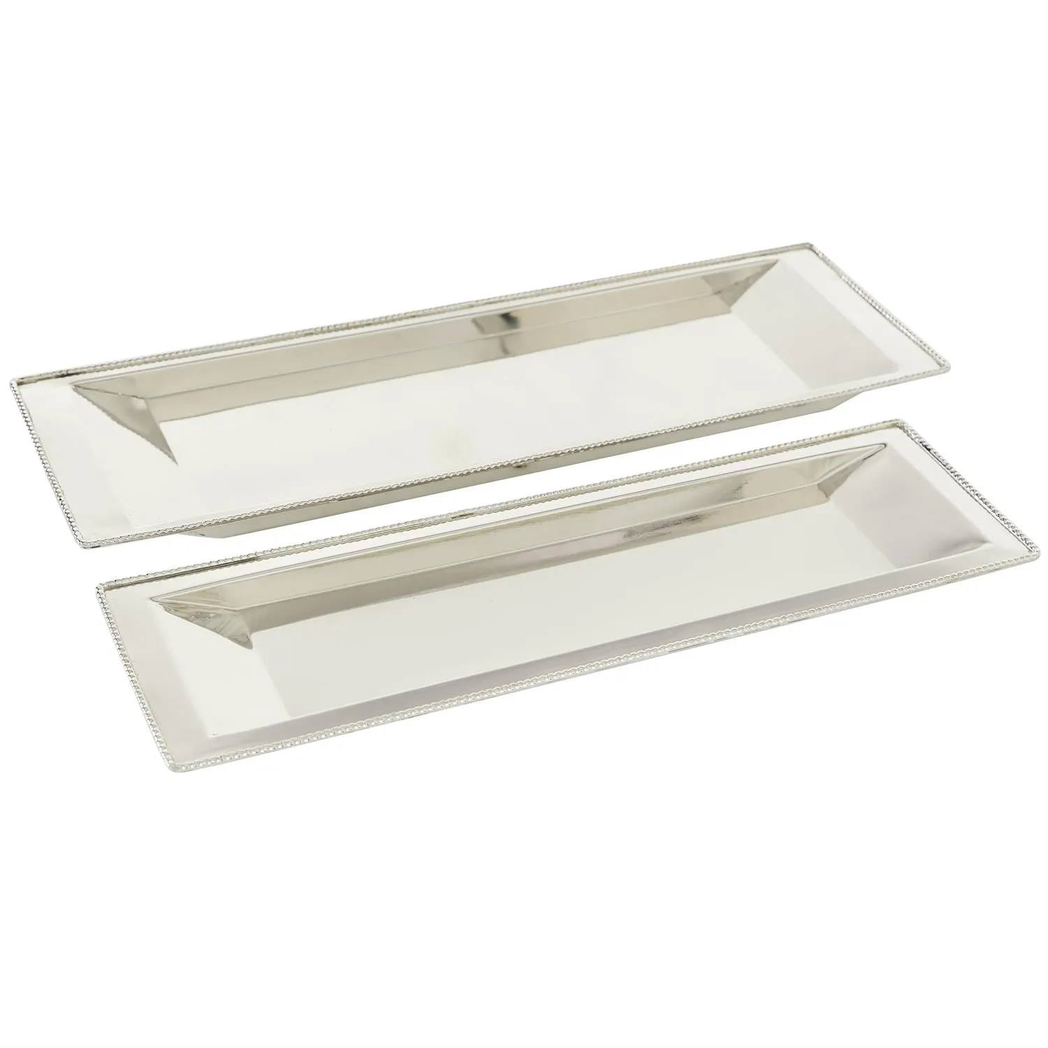 The Novogratz White Stainless Steel Metal Living Room Decor Tray, Set of 2 25", 22"W