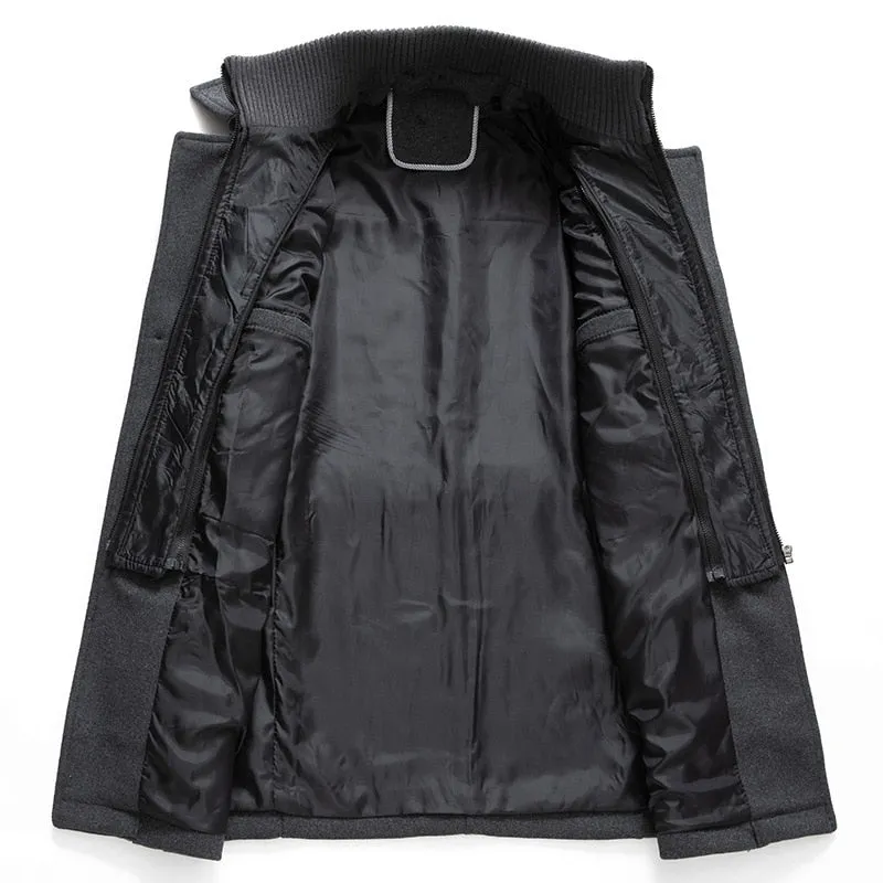 West Louis™ Business Double Collar Windbreaker Woolen Pea Coat