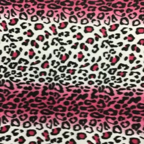 White Pink Leopard Print Fleece Fabric