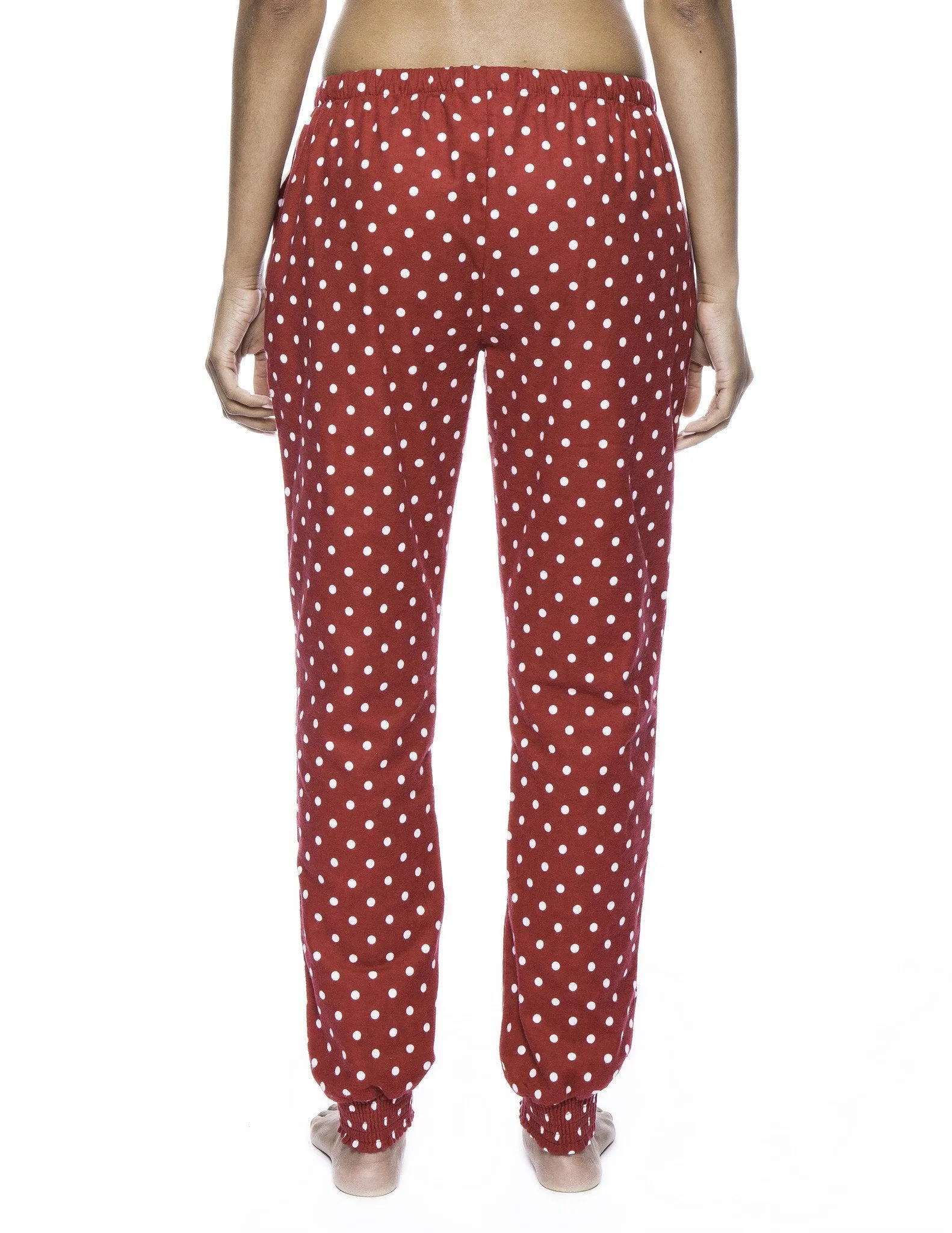 Women's Premium Flannel Jogger Lounge Pants - Dots Diva Red