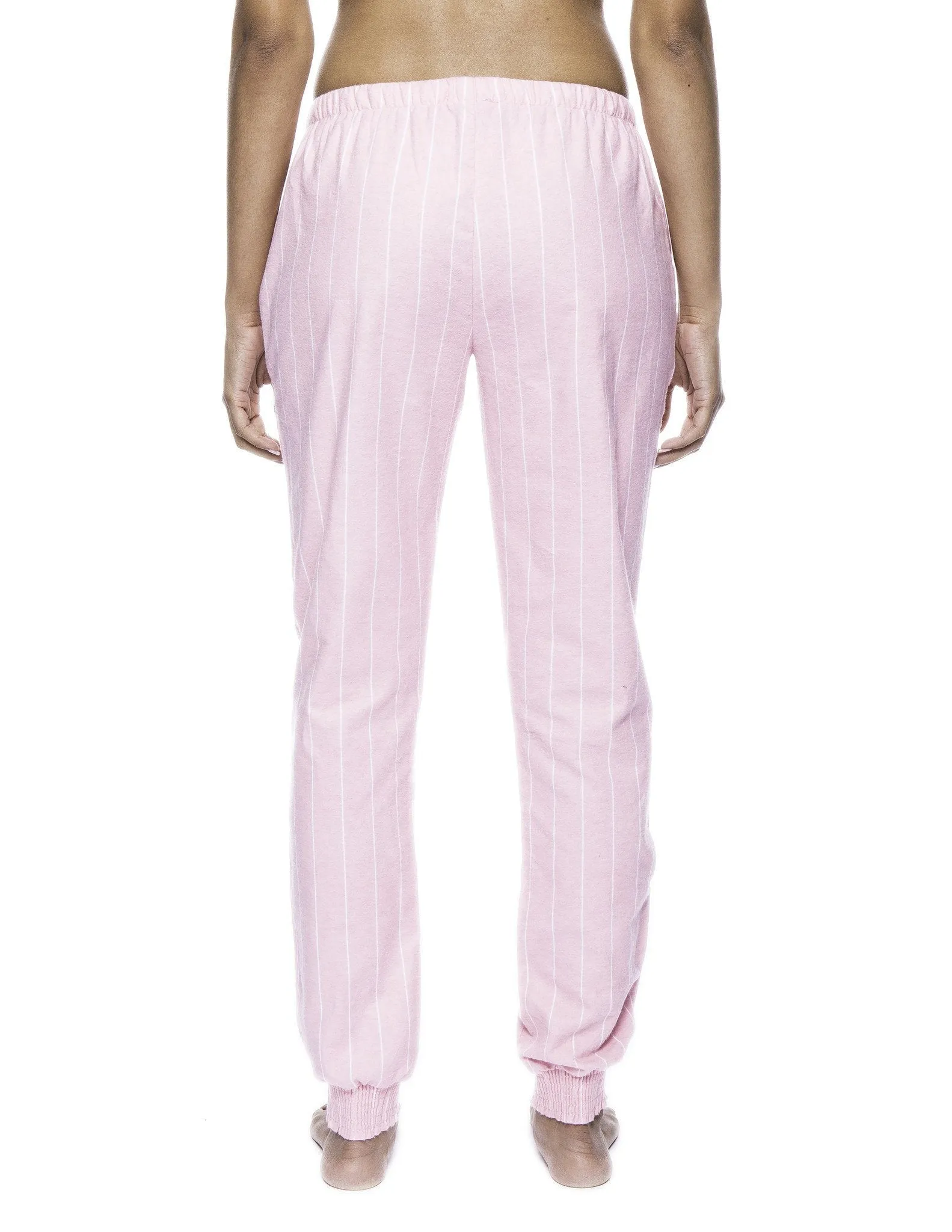 Women's Premium Flannel Jogger Lounge Pants - Stripes Pink