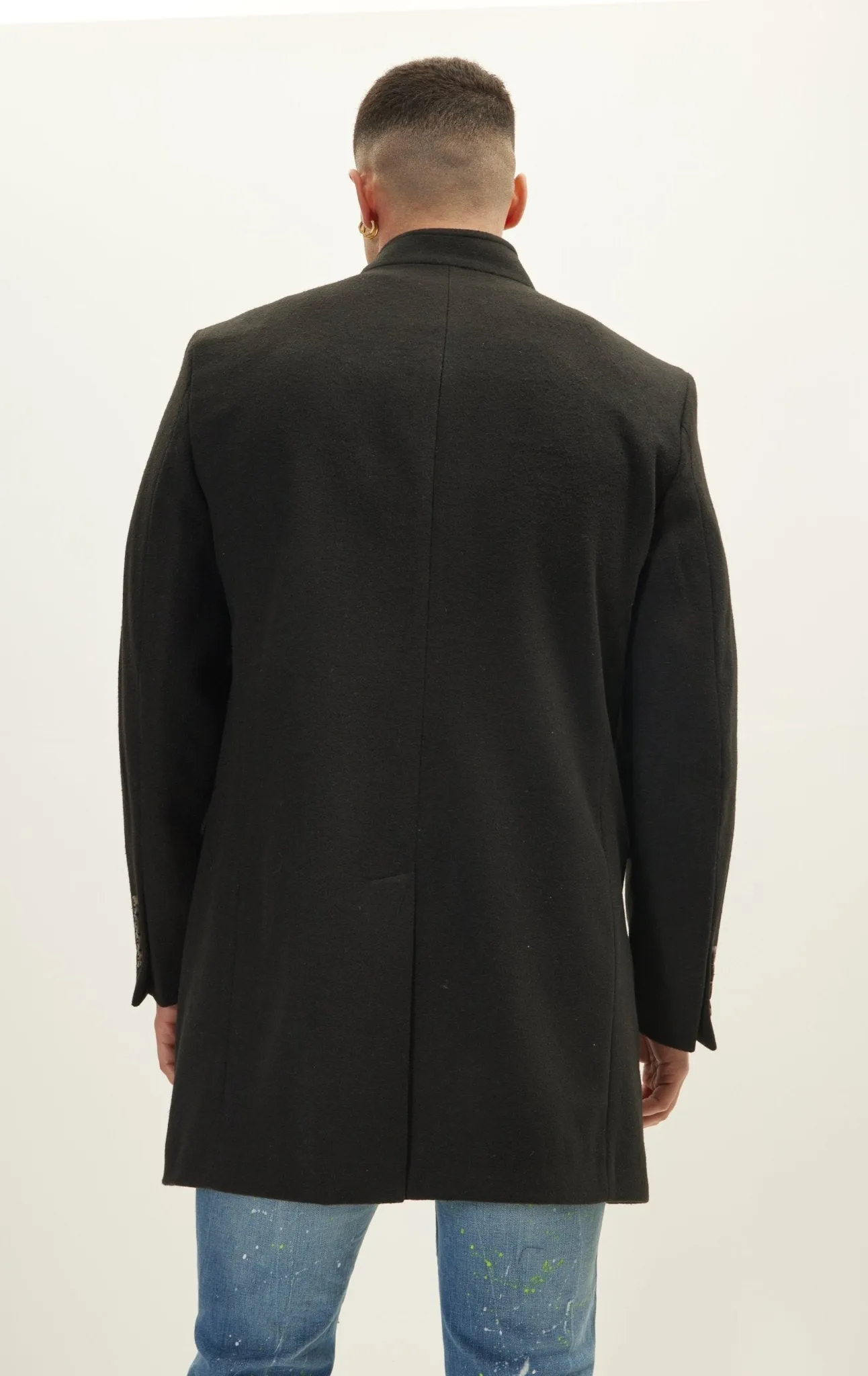 Wool Blend Peacoat - Black