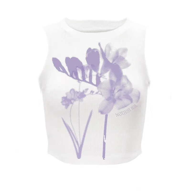 Y2k Aesthetics Tank Tops 00s Grunge Fairycore Print Crop Tops